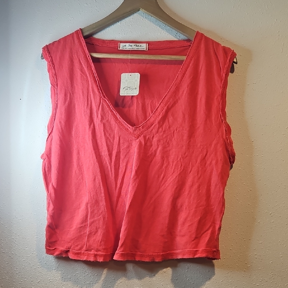We The Free People Cotton Tank Style V Neck Sleeveless T Shirt XS